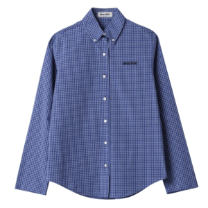 Miu Miu Logo-Embroidered Button-Up Checked Shirt