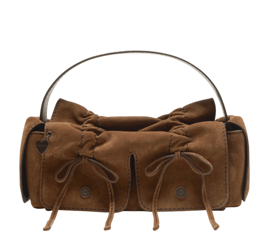 Multipocket suede shoulder bag - Cognac brown