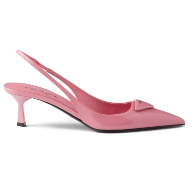 Petal Pink Patent leather slingback pumps