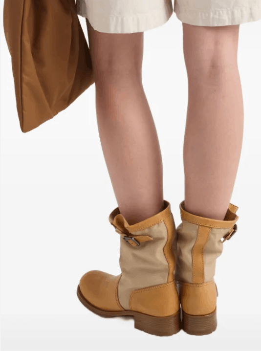 Prada Leather And Canvas Boots