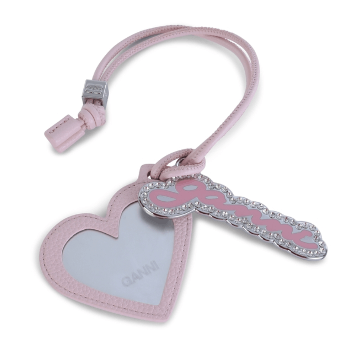 Ganni Heart Logo Embellished Keychain