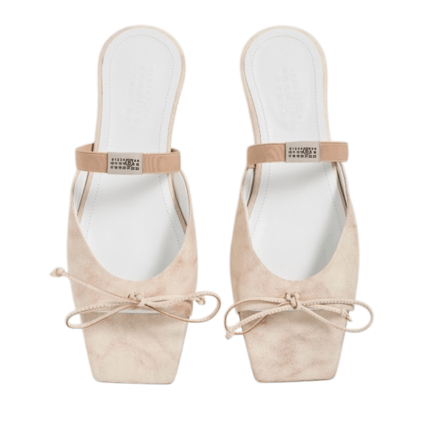 Bow-detailed leather slingback shoes