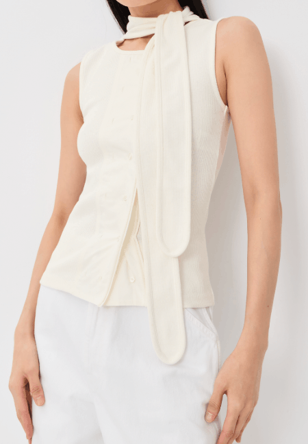 Lemaire Draped Panelled Sleeveless Top White