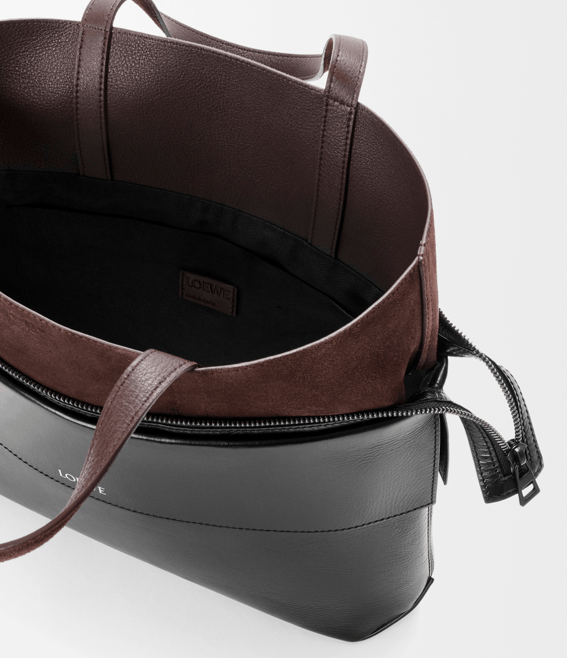 Small Switch tote in paper calf and suede Black