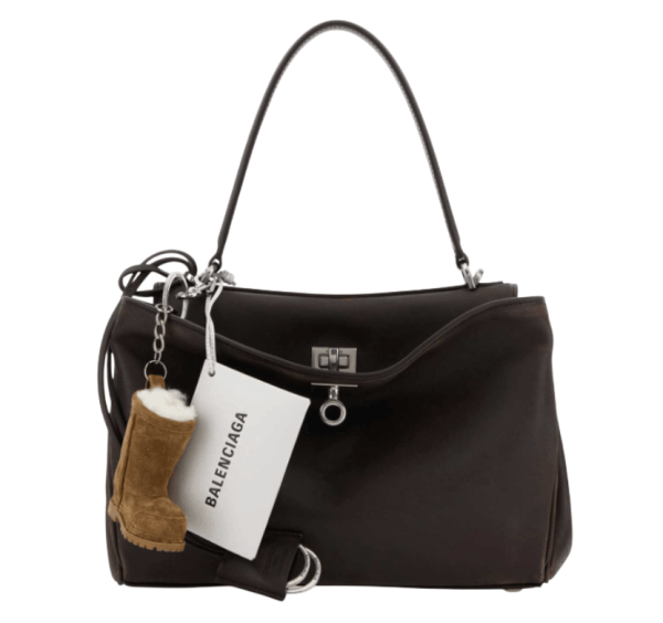 Balenciaga Rodeo S Leather Crossbody Bag With Vintage Motif