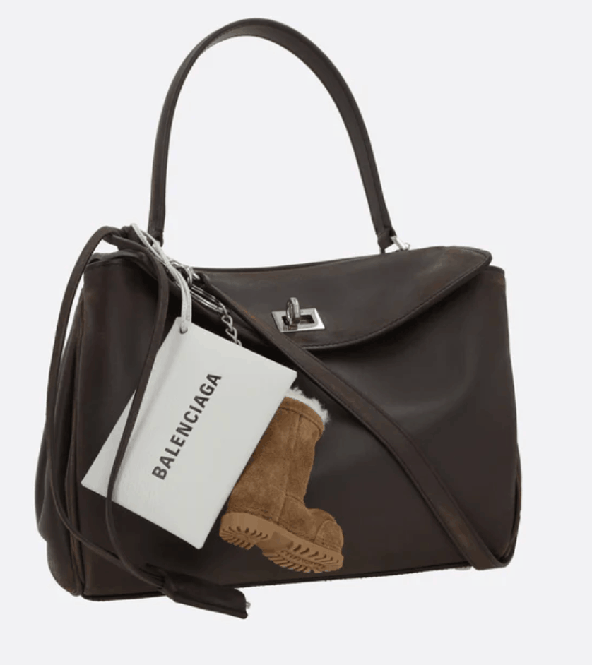 Balenciaga Rodeo S Leather Crossbody Bag With Vintage Motif