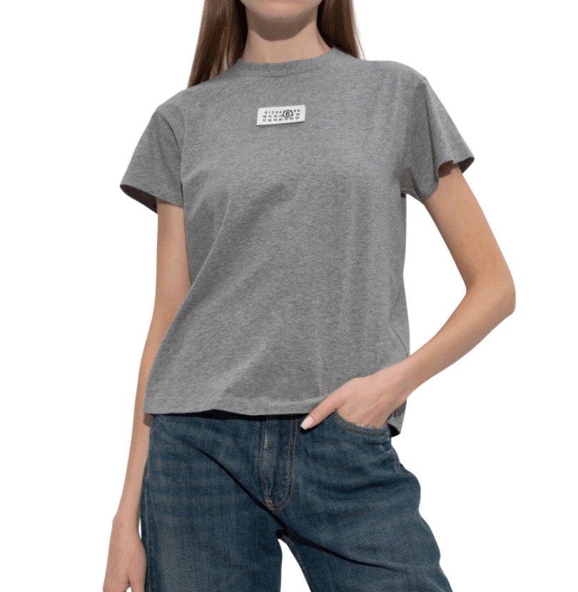 (W) MM6 Maison Margiela Numeric Cotton Jersey T-Shirt Grey