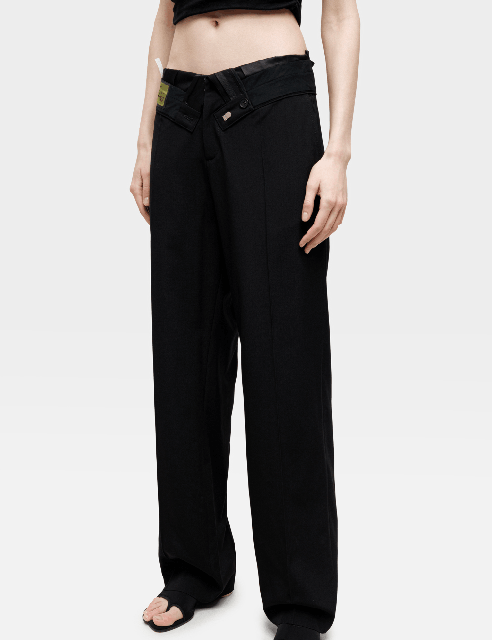 Black Reverse Waistband Trousers