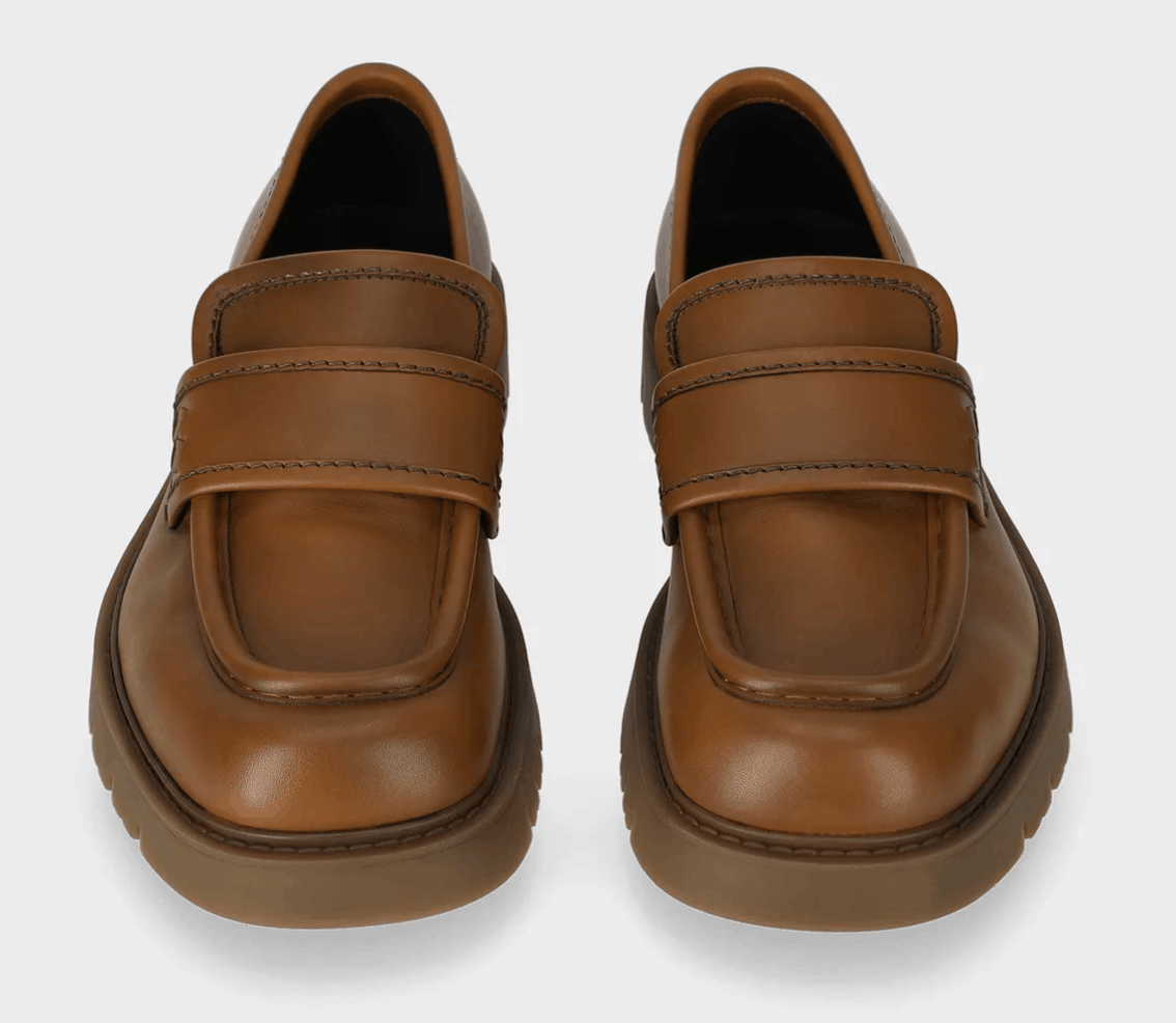 Bottega Veneta Haddock Leather Loafers Brown 