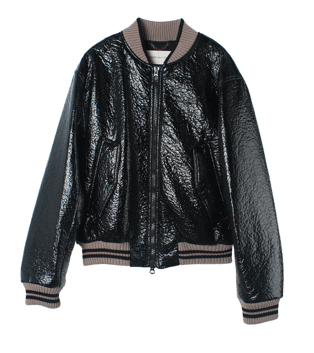 DRIES VAN NOTEN CRINKLED VELLOW JACKET BLACK