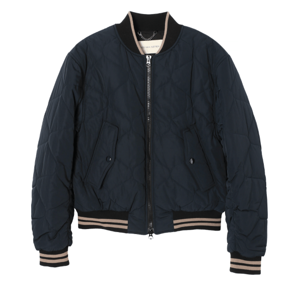 DRIES VAN NOTEN QUILTED VELLOW JACKET NAVY