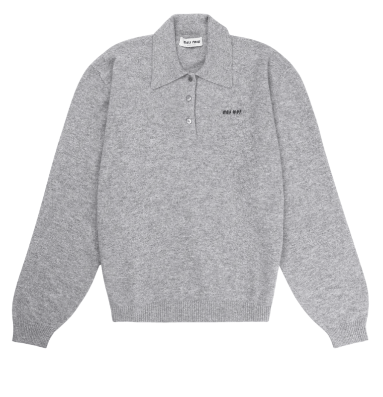 Miu Miu Cashmere Polo-neck Sweater In Grey