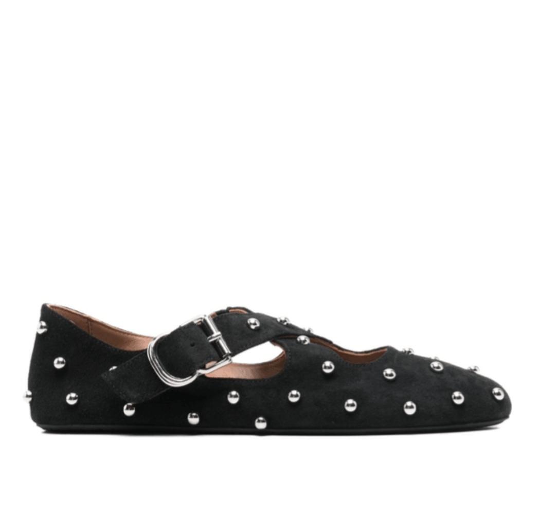 ALAIA Criss Cross Studs Ballet Flats Black