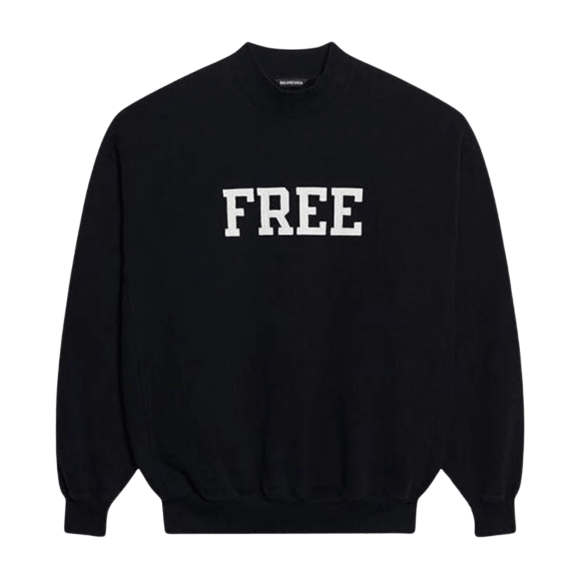 Balenciaga Free Logo Crewneck Sweatshirt Black White