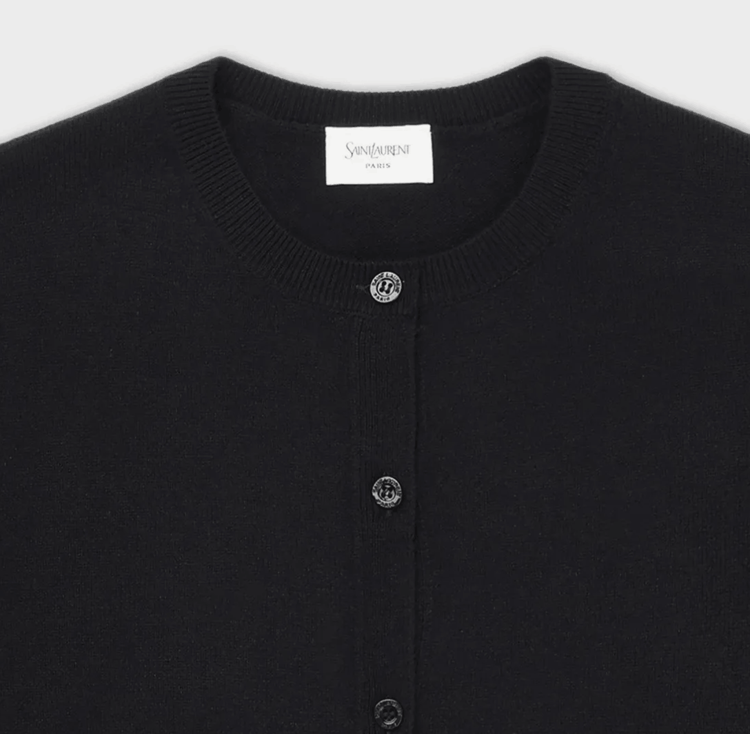 Saint Laurent Cassandre Round Neck Cardigan