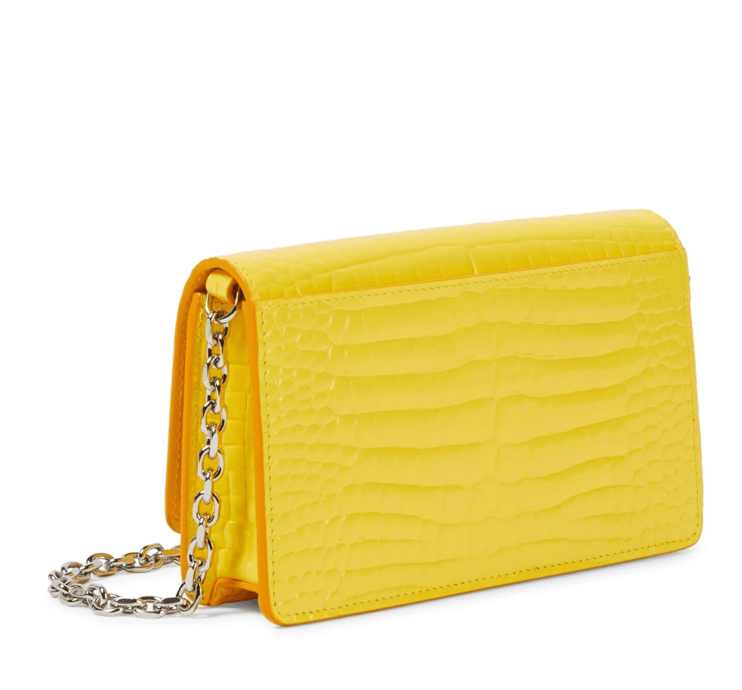 Maison Margiela Bovine Leather Crocodile Print Stitch Chain Wallet Yellow