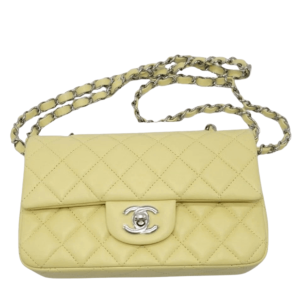 Chanel Mini Flap Bag Lambskin & Silver Yellow