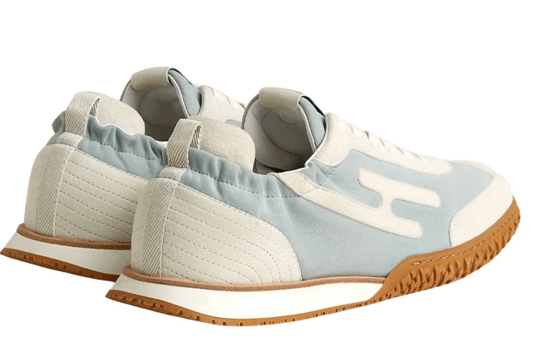 Hermes Jet Sneakers Suede Goatskin & Gris Nuage Blanc