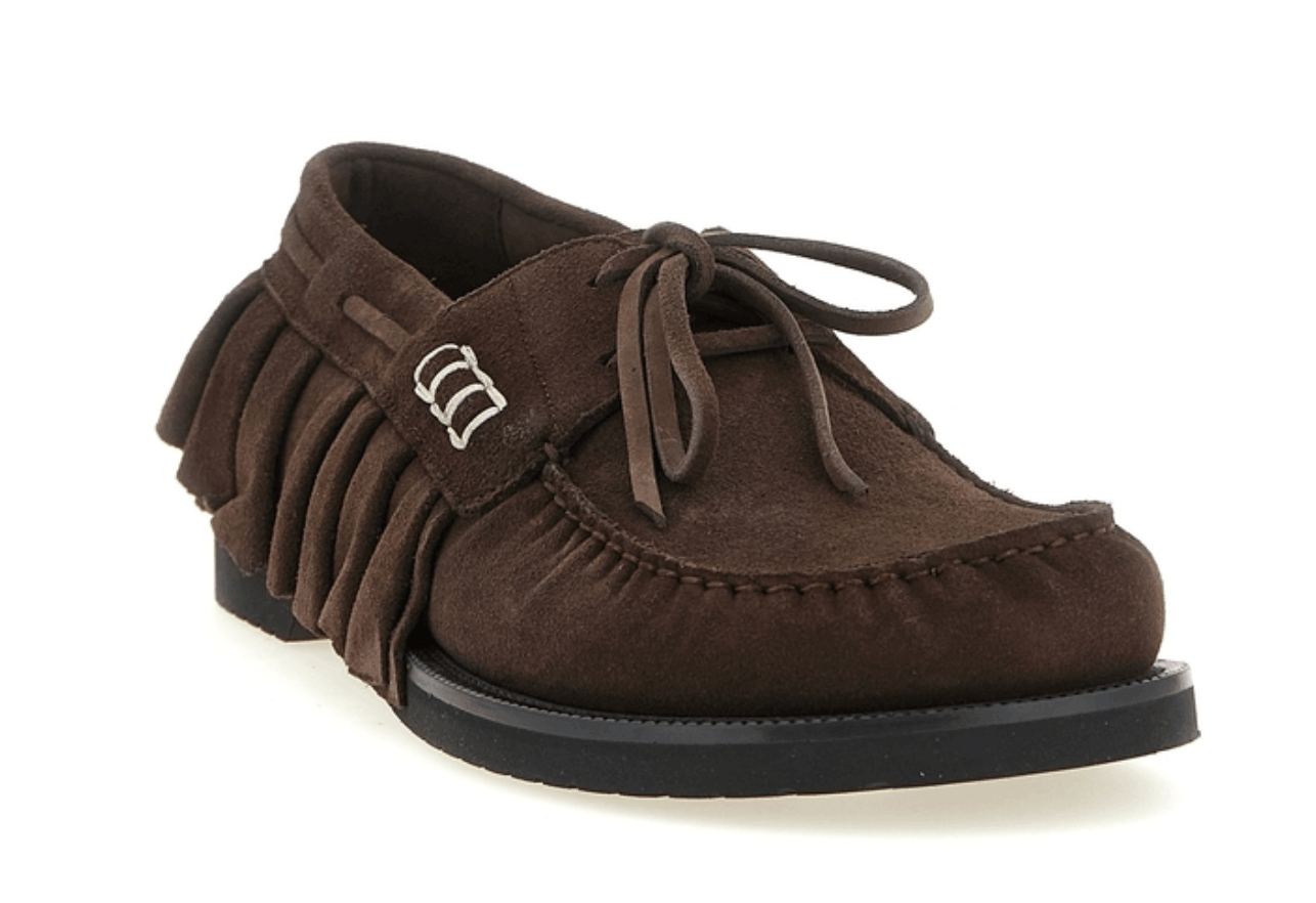 Mens loafer ruffle suede boat shoes in chocolate brown