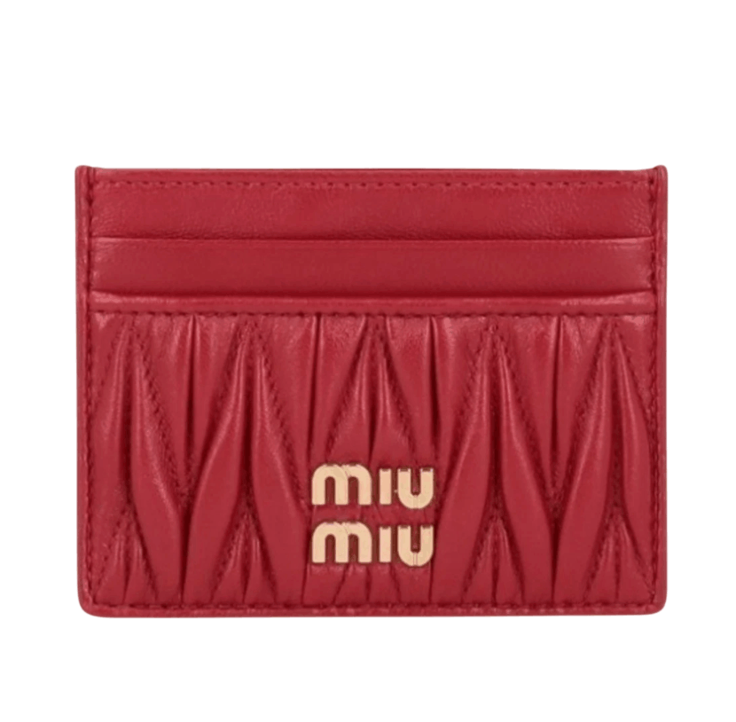 Miu Miu Matelasse Nappa Leather Card Holder Red