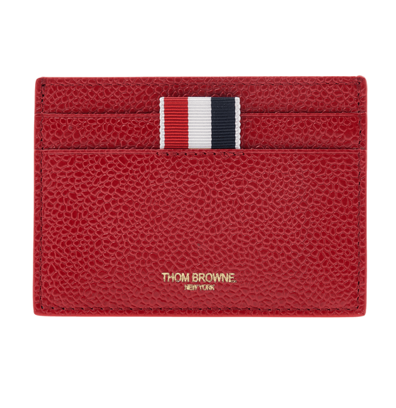 Thom Browne RWB Anchor Pebble Leather Card Holder Red