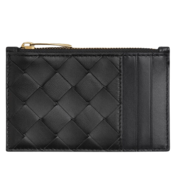 Bottega Veneta Intrecciato Zipped Card Case Black