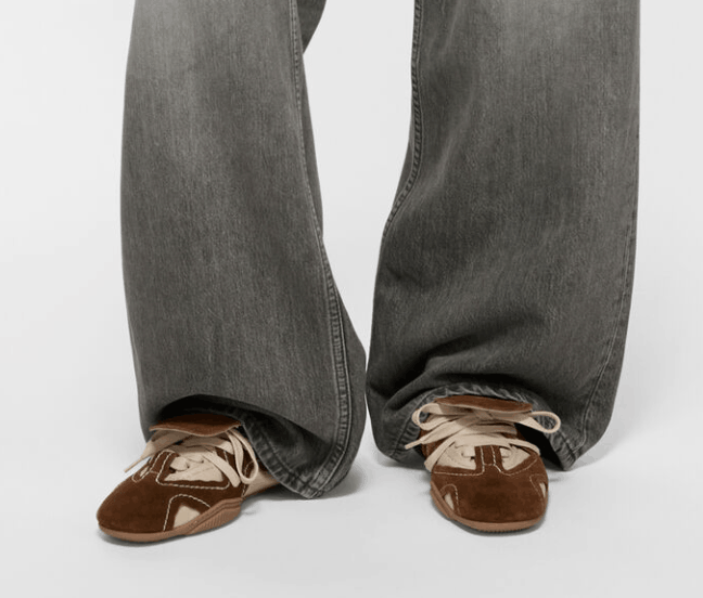 Suede lace-up shoes - Off white/brown