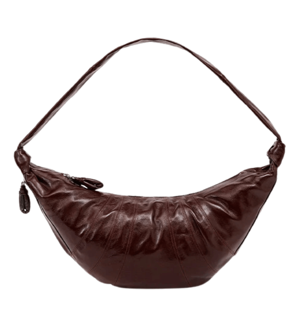 Lemaire Large Croissant Bag Coated Cotton Chocolate Fondant