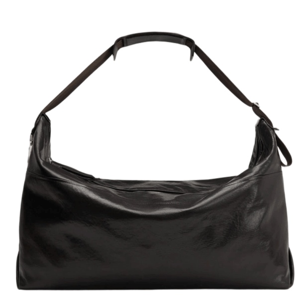 Lemaire Berlingot 72H Weekend Bag Paper Lux Leather Dark Chocolate