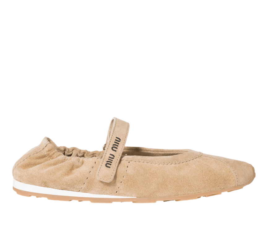 Desert Beige Plume Suede Ballerinas