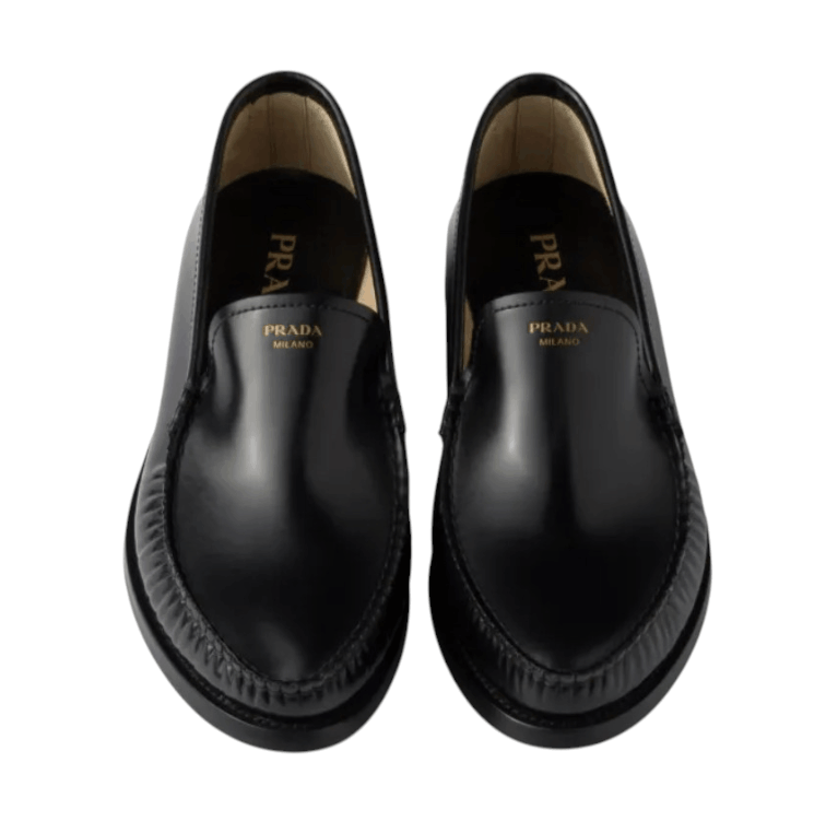 Prada Brushed Leather Loafers Black
