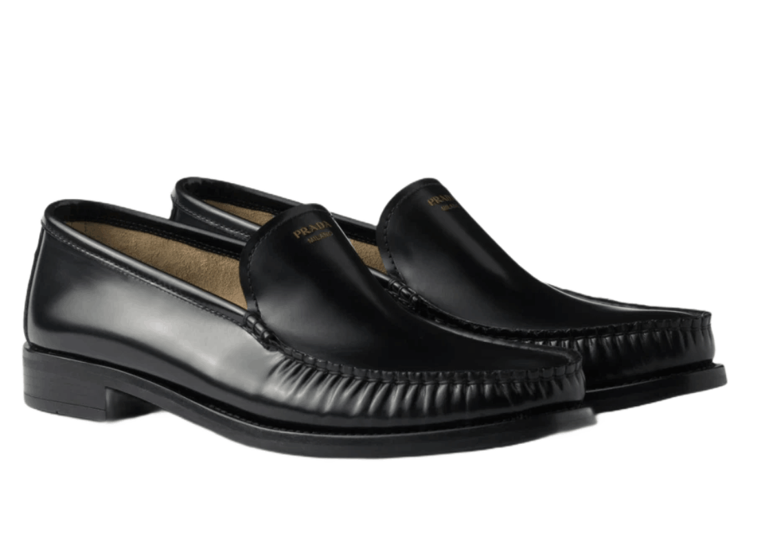 Prada Brushed Leather Loafers Black