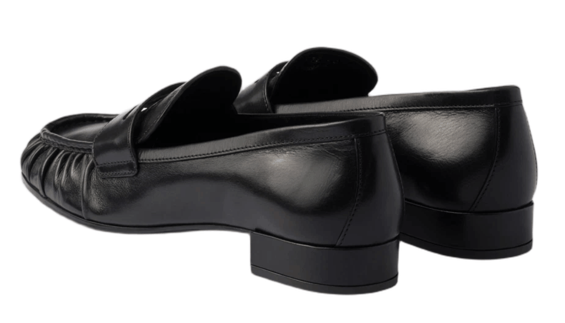 (W) Prada Leather Loafers Black