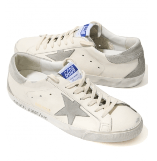 Golden Goose Superstar White Ice Gray Heel Tab Sneakers
