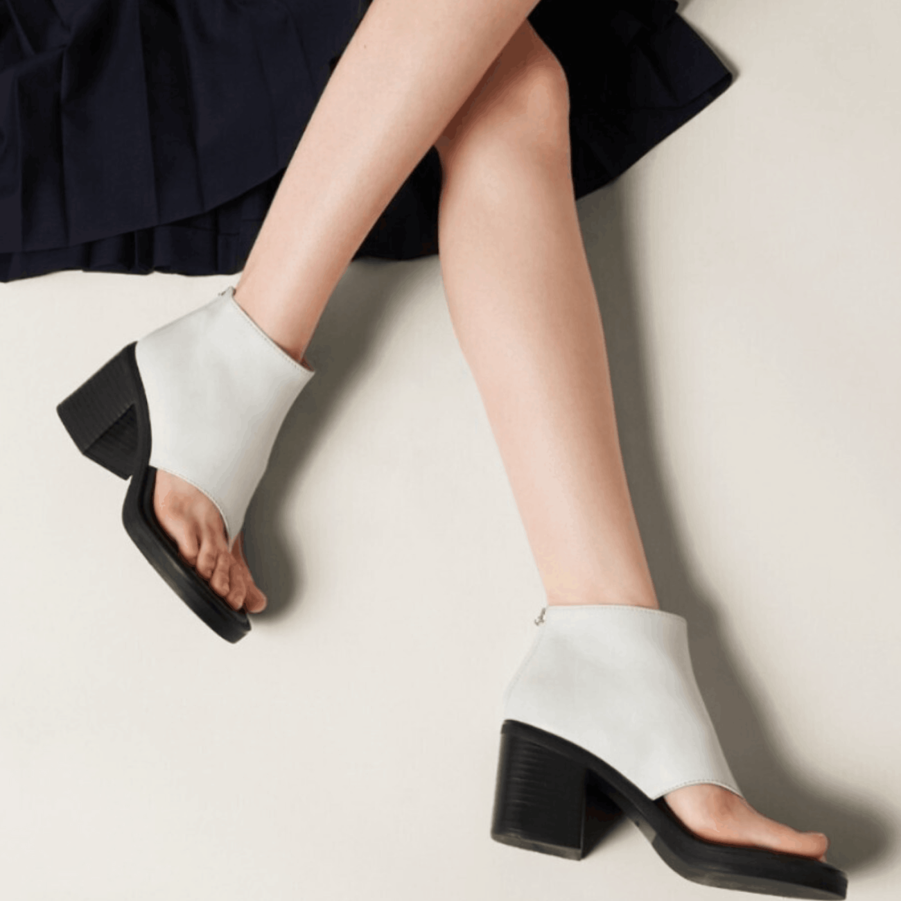 (W) Miu Miu Leather Tongue Ankle Heel Boots White