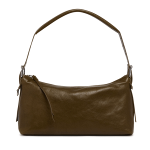 BELTED BAGUETTE BAG IN LEATHER - Espresso