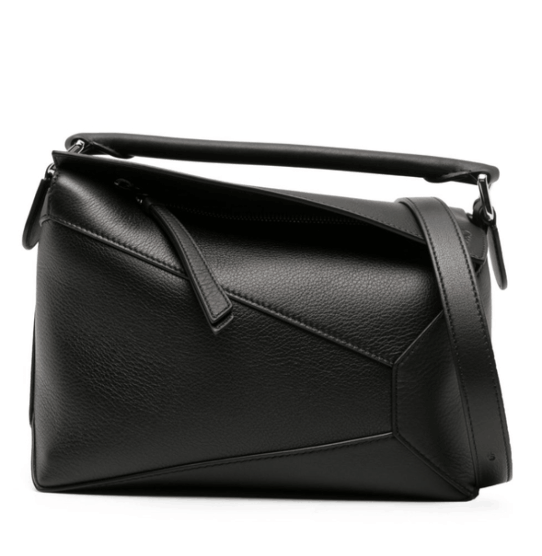 Small Puzzle Edge bag in soft grained calfskin Black