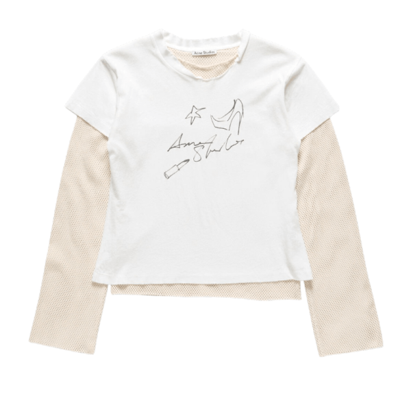 Layered mesh t-shirt  -  Off white