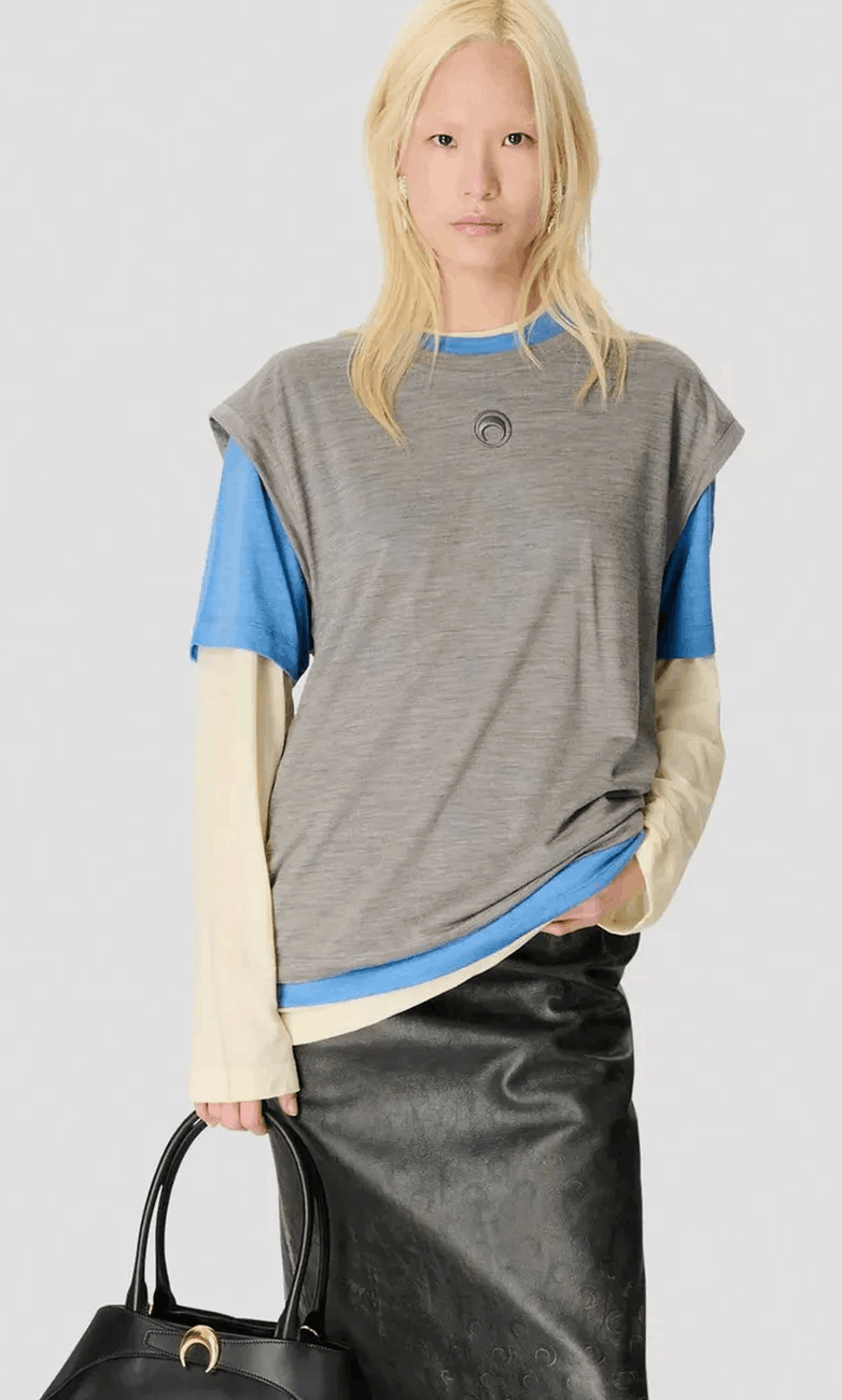 MERINO JERSEY THREE T-SHIRTS SET YBG1 YELLOW/BLUE/GREY