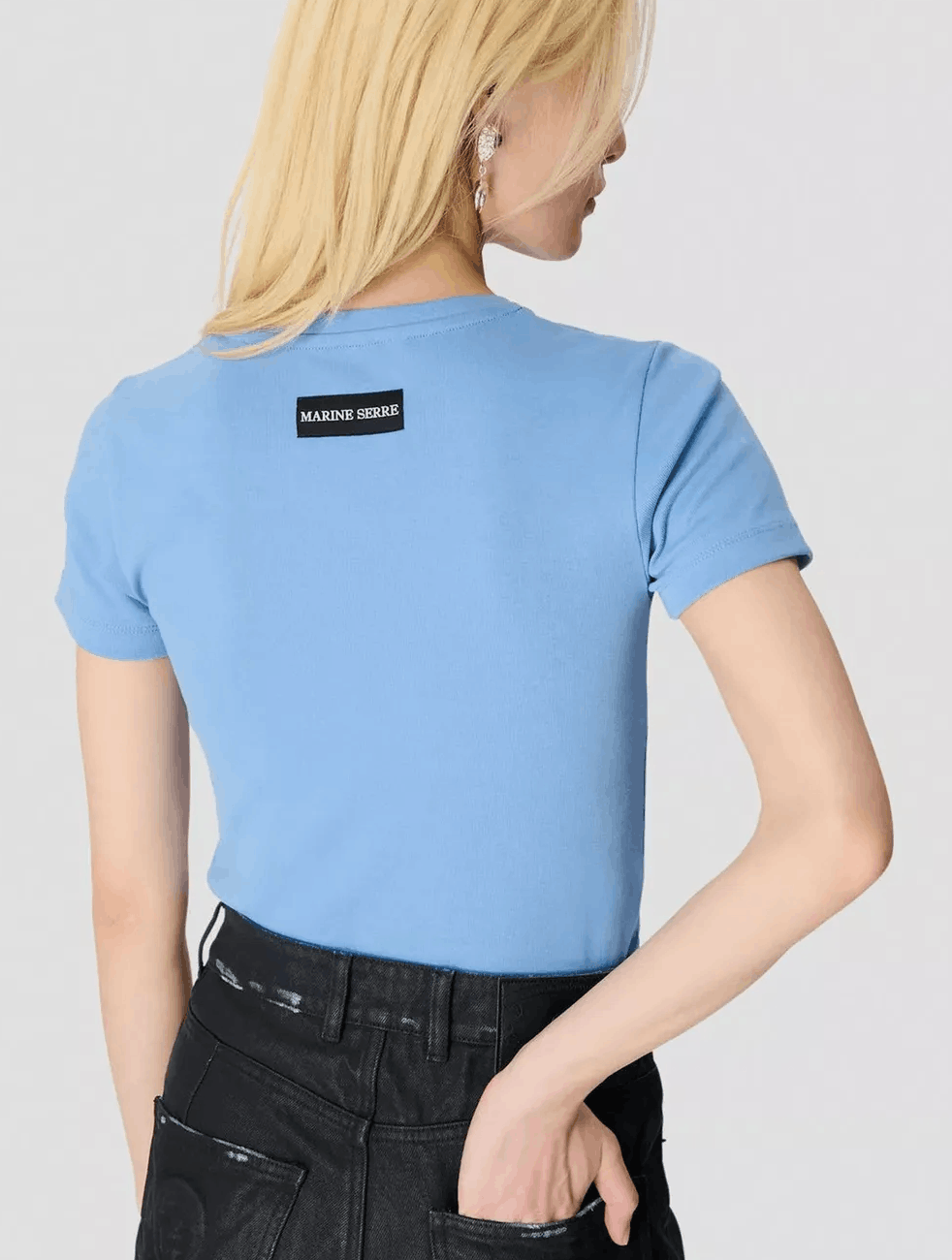 MOON LOGO RIBBED JERSEY BABY FIT T-SHIRT BB01 BLUE BONNET