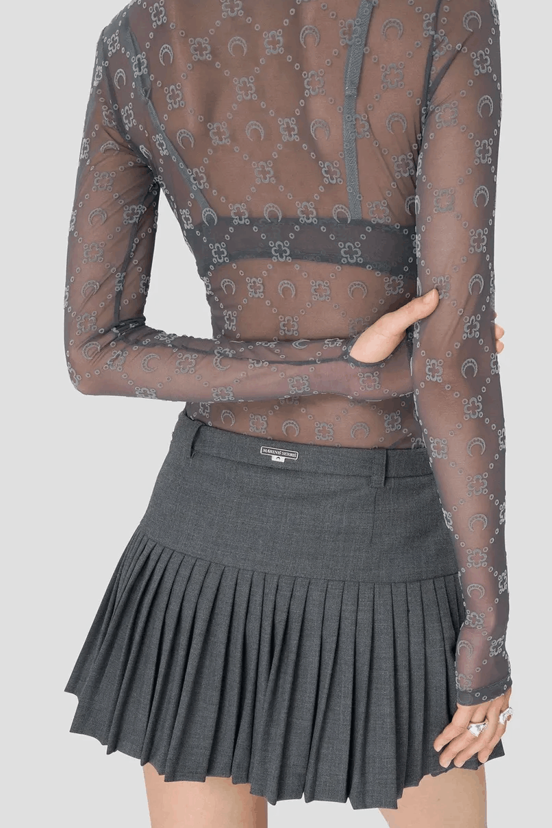 RECYCLED MESH FLOCK SS HIGHNECK TOP STONE GREY 