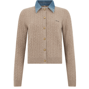 SAND SILK AND CASHMERE BLEND CARDIGAN