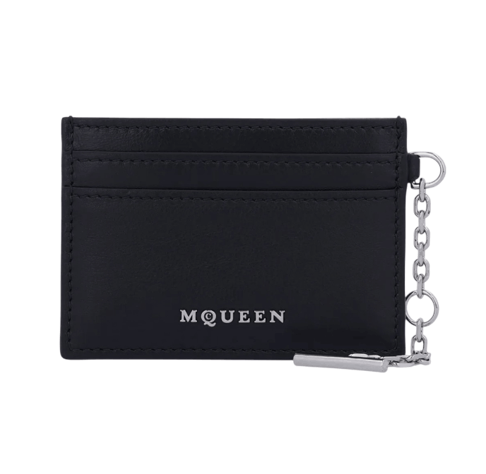 ALEXANDER McQUEEN Silver Sling Card Holder - Black
