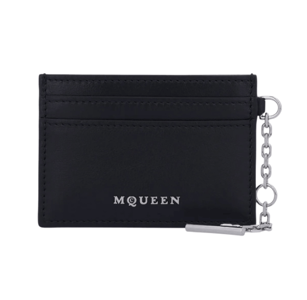 ALEXANDER McQUEEN Silver Sling Card Holder - Black