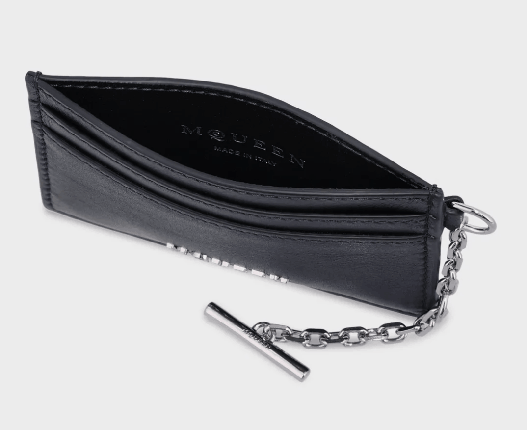 ALEXANDER McQUEEN Silver Sling Card Holder - Black