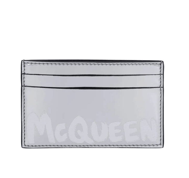 ALEXANDER McQUEEN Graffiti Card Holder - Antique Silver 