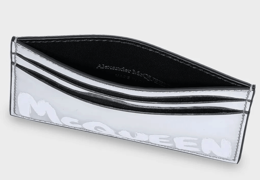 ALEXANDER McQUEEN Graffiti Card Holder - Antique Silver 