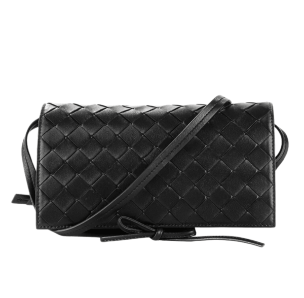 Bottega Veneta Woven Leather Shoulder Bag Black
