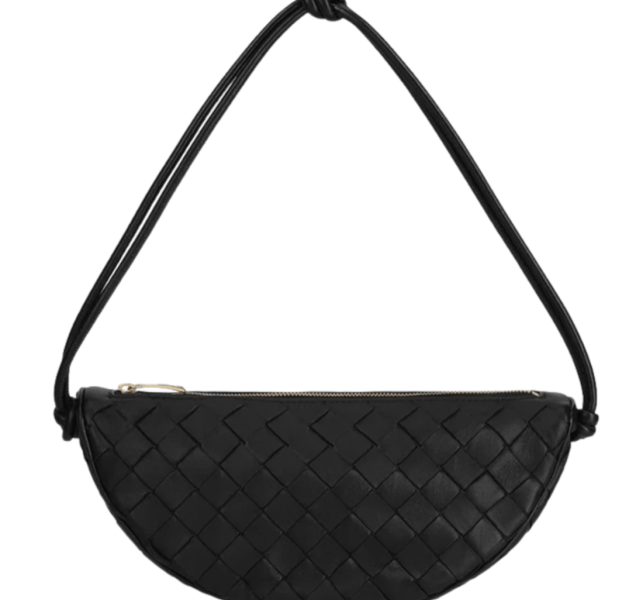 Bottega Veneta Intrecciato Half Moon Shoulder Bag Black