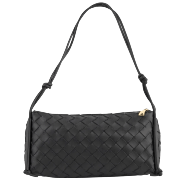 Bottega Veneta Intrecciato Shoulder Bag Black